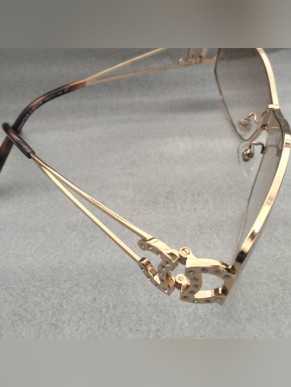CHANEL Rhinestone CC Logo Golden Tone Sunglasses - Picture 14 of 16